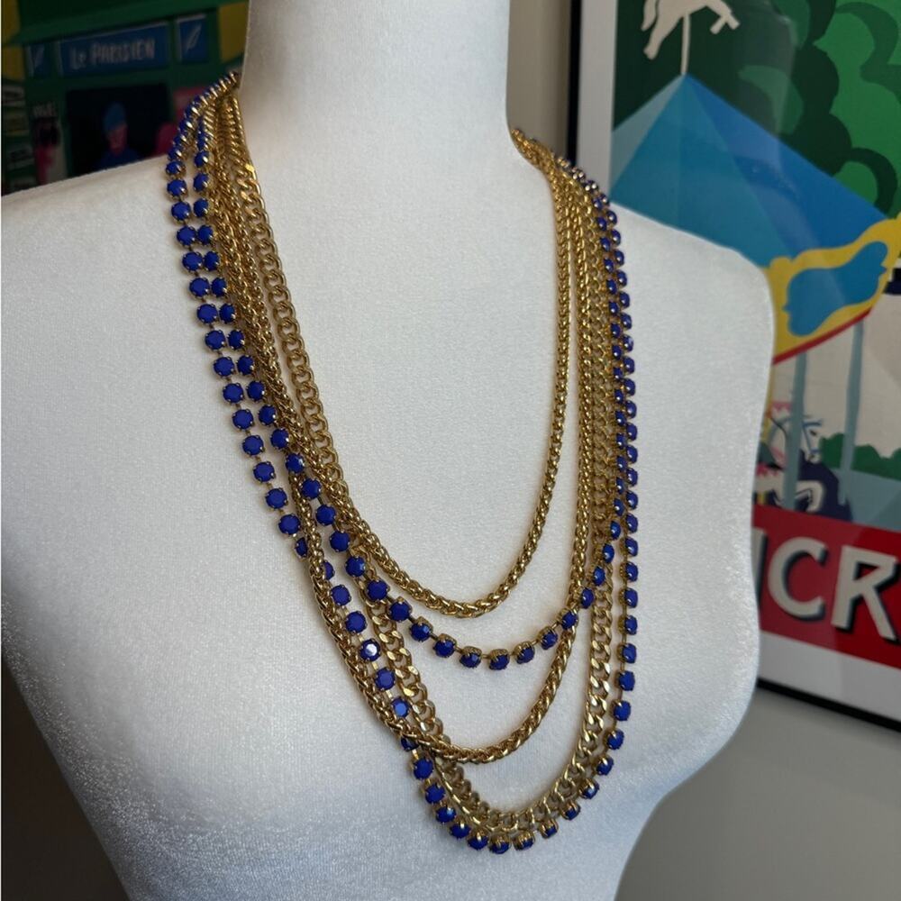 Layered Blue‎ and gold Necklace